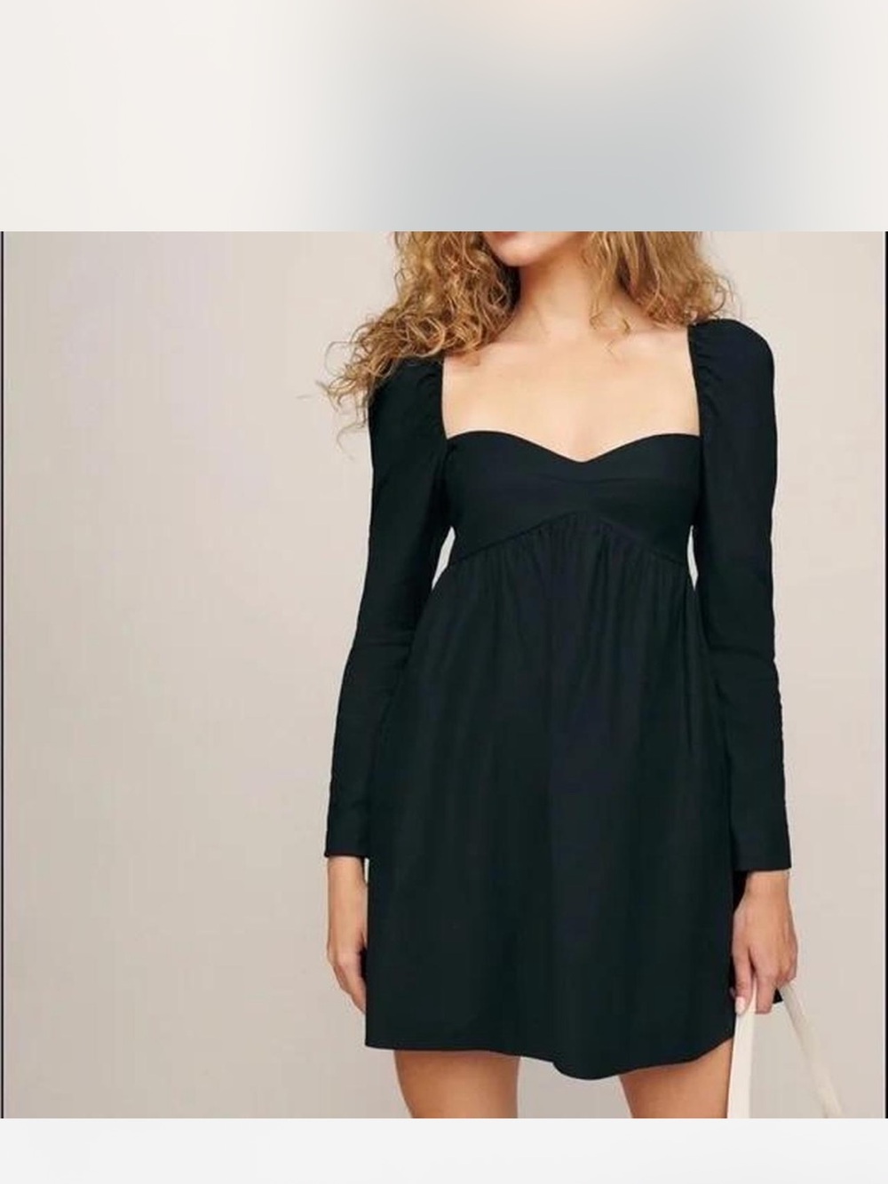 NWOT Reformation Black Babydoll Mini Dress US 4 Sweetheart Empire Waist